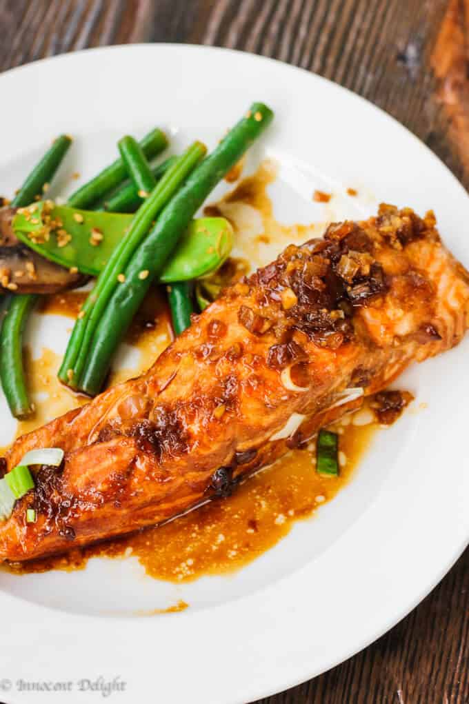 Grilled Salmon with simple homemade teriyaki sauce