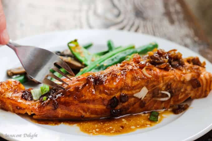 Grilled Salmon with simple homemade teriyaki sauce