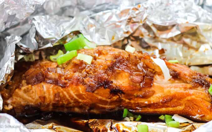 Grilled Salmon with simple homemade teriyaki sauce