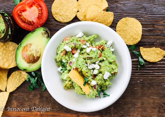 Guacamole with feta cheese