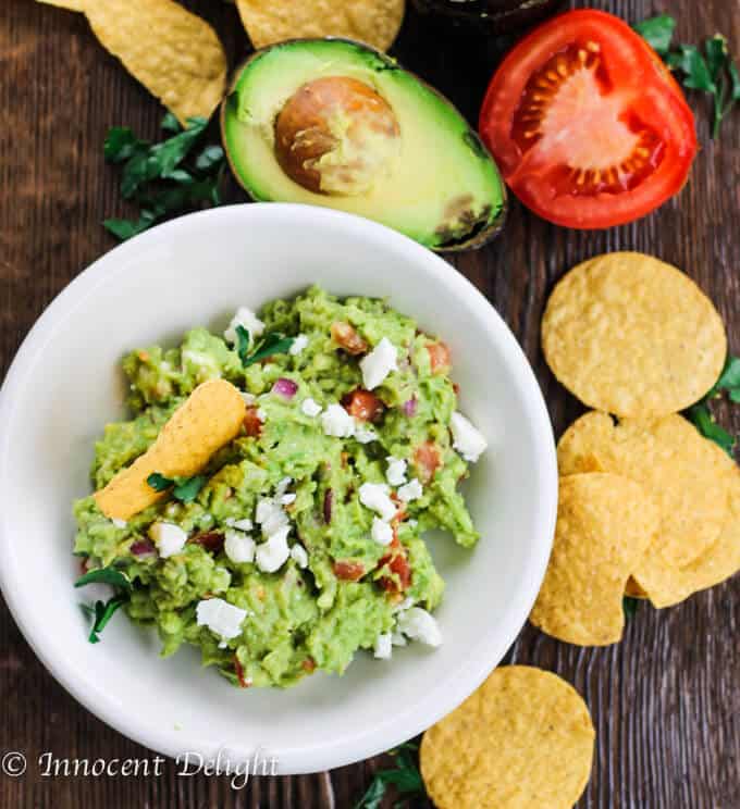 Guacamole with feta cheese