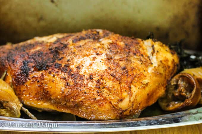 Slow cooker turkey breast - amazing alternative to roasting the whole bird. It is simple., delicious and takes only 5 minutes of prep time - Innocent Delight Slow cooker turkey breast - vertical photo