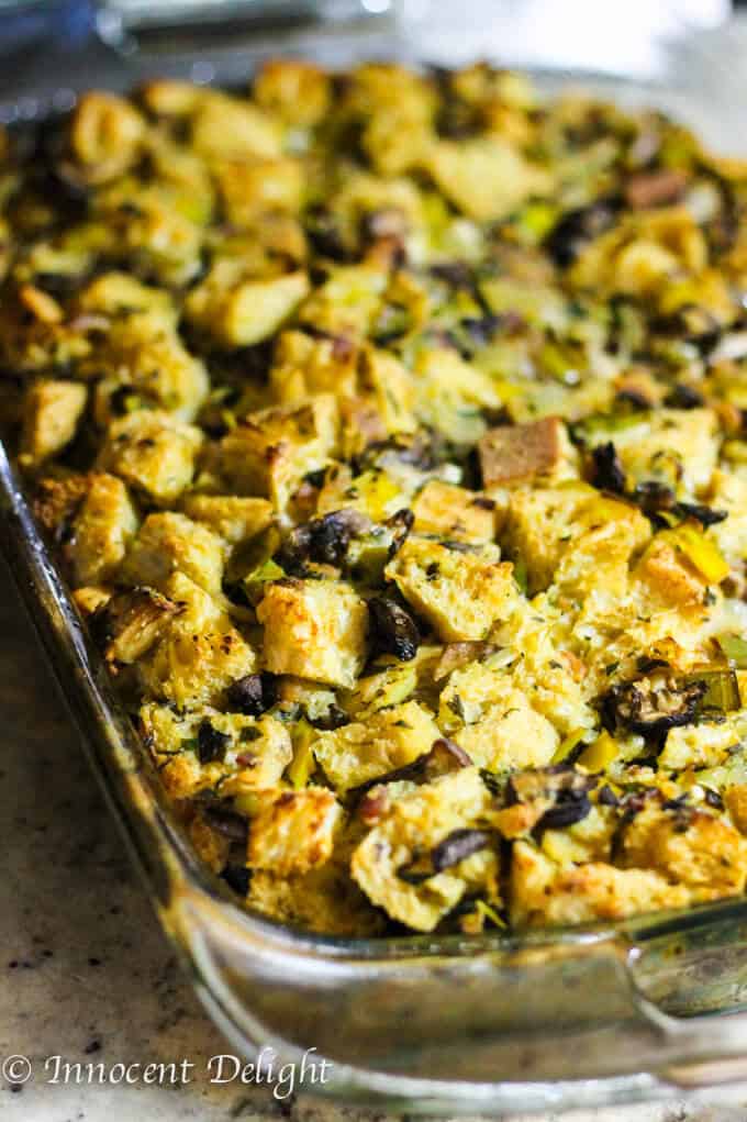 Sourdough Mushrooms Leeks and Bacon Stuffing