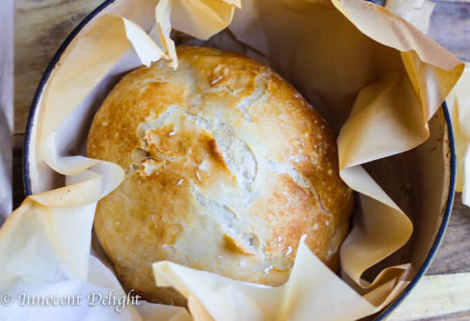 This Homemade Dutch Oven Crusty Bread tastes like the fresh bread straight from the best bakery. But it comes from your oven and it only takes 10 minutes of prep time. There is no kneading involved! Homemade Dutch Oven Crusty Bread