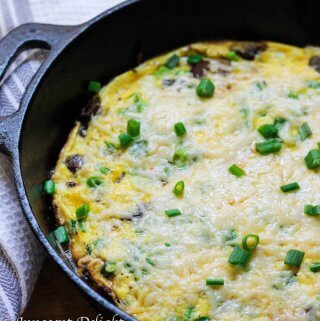Mushroom Scallion Frittata with Parmesan Cheese