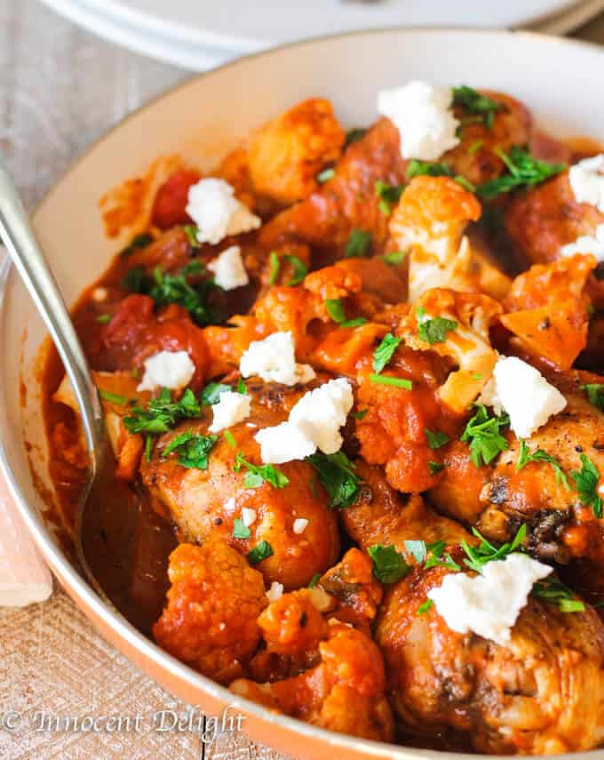 Greek Chicken with Tomatoes, Cauliflower and Feta