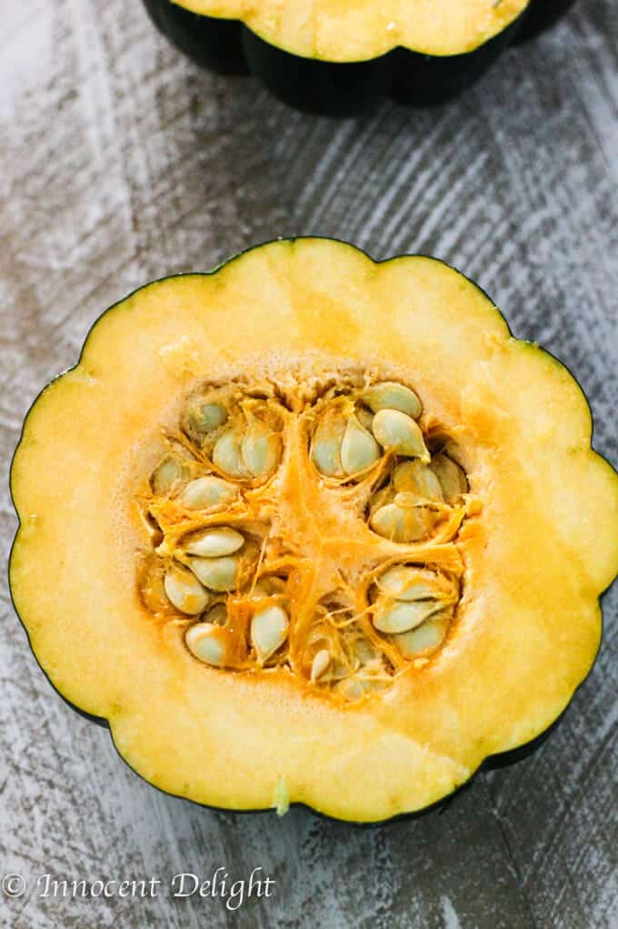 This Turkey Stuffed Acorn Squash with Apples, Cranberries & dried Thyme are irresistible with all the fall flavors in one dish. Cut up acorn squash