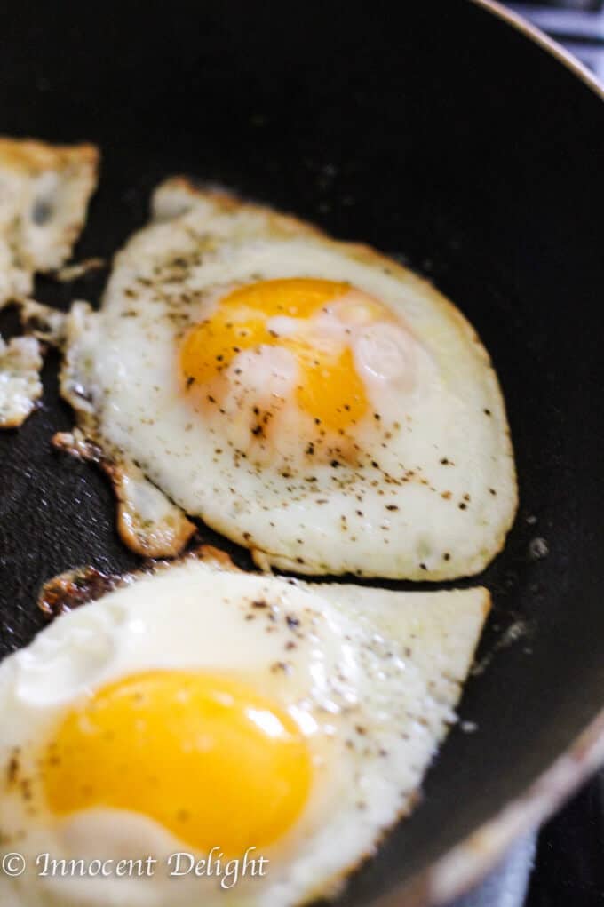 Crepes with egg, ham and cheese