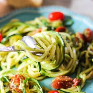Pesto Zucchini Noodles with Cherry Tomatoes