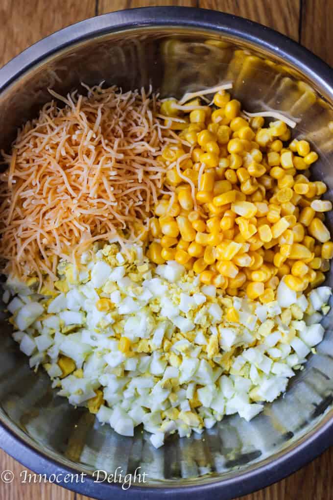 Unique Egg Salad with Corn, Cheese and Smoked Paprika