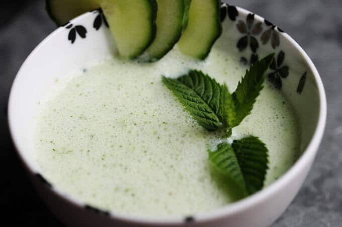 Chilled Cucumber Mint Soup with Kefir Recipe - perfect refreshing summer chilled soup with great flavors. Packed with healthy probiotics and tons of vitamins and minerals.