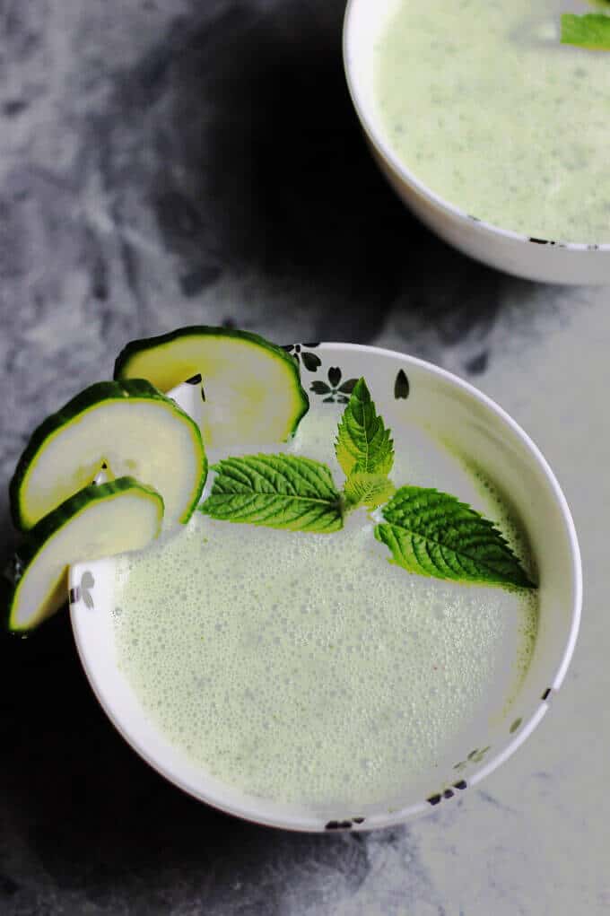 Chilled Cucumber Mint Soup with Kefir Recipe - perfect refreshing summer chilled soup with great flavors. Packed with healthy probiotics and tons of vitamins and minerals.