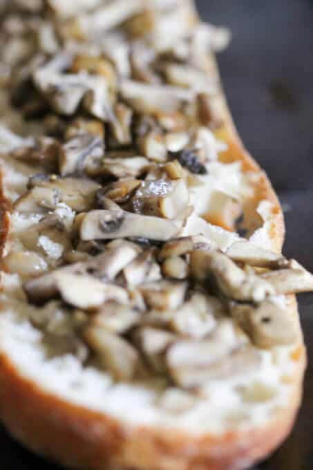 Open Face Mushroom and Cheese Sandwich - famous Polish street food called Zapiekanka or Zapiekanki in plural. You can find them on every corner in Poland.