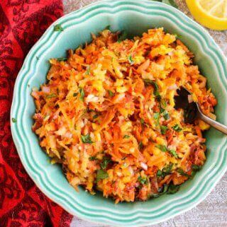 Rainbow Carrots Apple Slaw - delicious, healthy and crunchy fall slaw with the best seasonal apple and rainbow carrots that can be served with any main course.