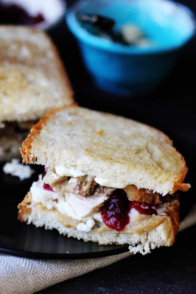 Leftover Turkey Sandwich - ultimate Thanksgiving perfect bite 