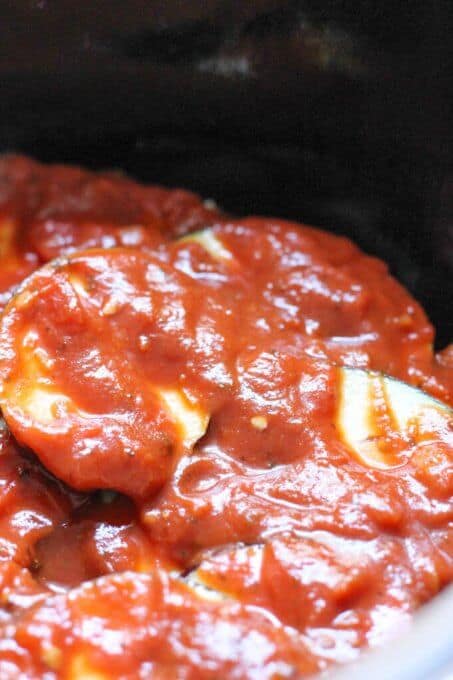 Slow Cooker Eggplant Lasagna is a perfect meal that uses seasonal ingredients like ripe eggplant and fresh basil; requires minimal preparation and it's done entirely in a slow cooker.