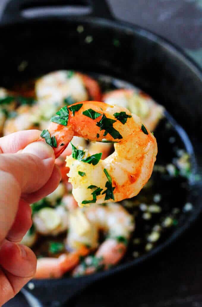 Spanish Style Garlic Shrimp is cooked in olive oil with tons of garlic, dried chilies or Spanish smoked paprika, and brandy or sherry wine. It's absolutely outstanding!