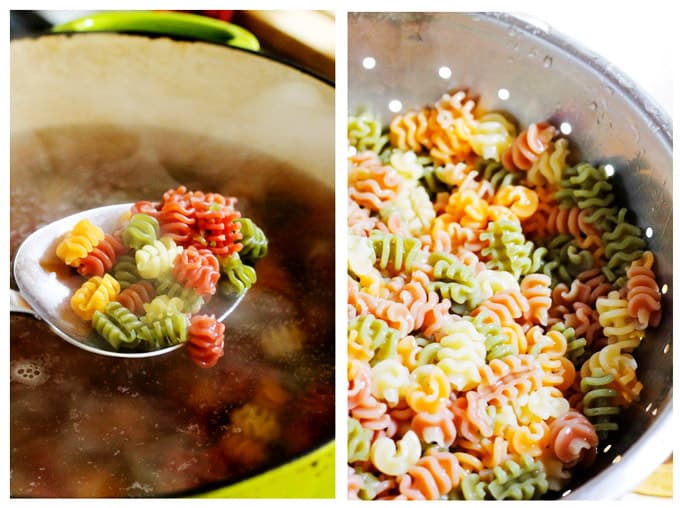 Cooking pasta for antipasto pasta salad