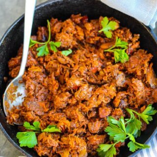 Biggs - Polish Hunter Stew is a traditional Polish dish that originated in Medieval times. Sauerkraut, Kielbasa, Wilde Mushrooms and Prunes with spices are braised in red wine for hours to bring an amazing comfort food dish that can be served at any gatherings. 