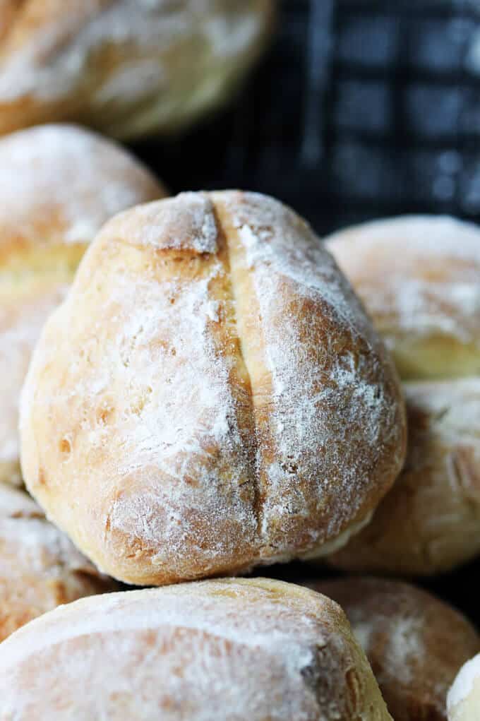 European breakfast roll, close up shot