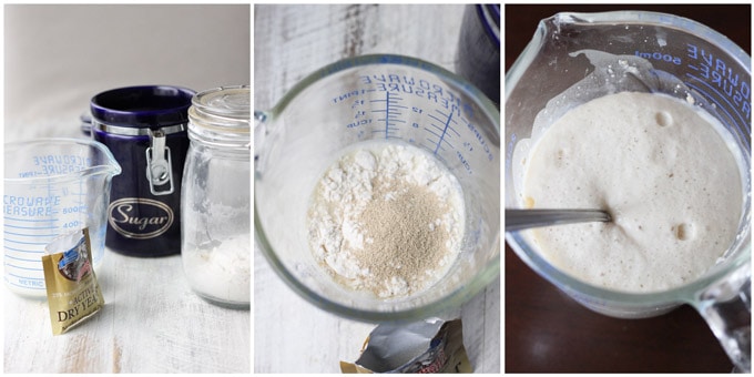 3 shots showing how to make yeast to grow