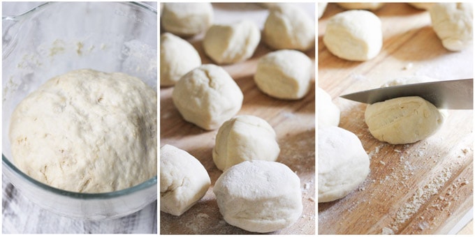 3 shots showing how to form rolls