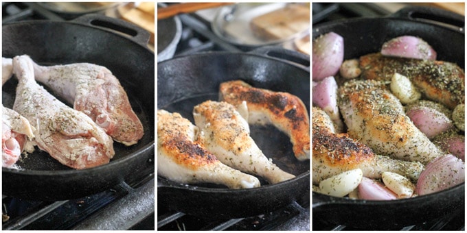 Step by step process of pan roasted chicken Provencal