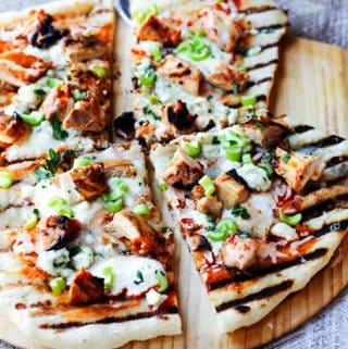 Cut up grilled chicken buffalo pizza