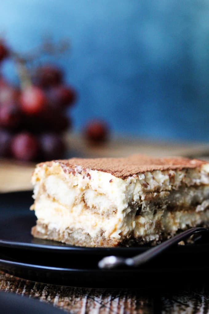 Italian dessert Tiramisu on a plate