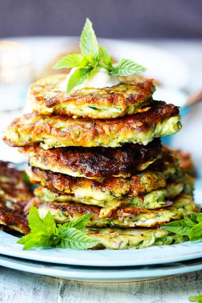 Stock of kolokithokeftedes with mint