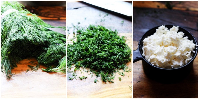 Process shots of making zucchini fritters