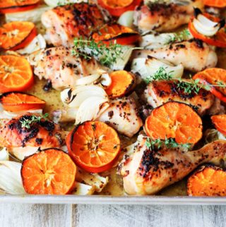 Baked mustard chicken on a sheet pan