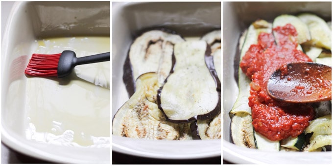 Assembling vegetarian moussaka