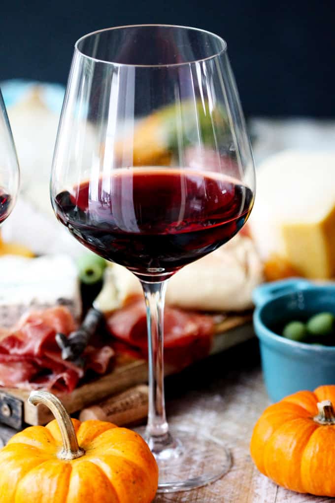 A glass with Italian red wine