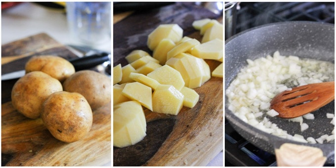 Process photos of making squash gratin