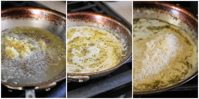Steps to make sauce for baked wings with garlic and parmesan