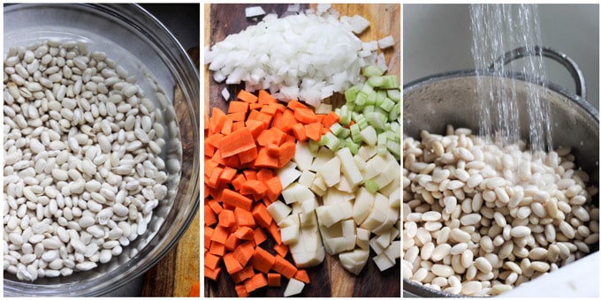 Process photos of making Instant Pot Bean Soup