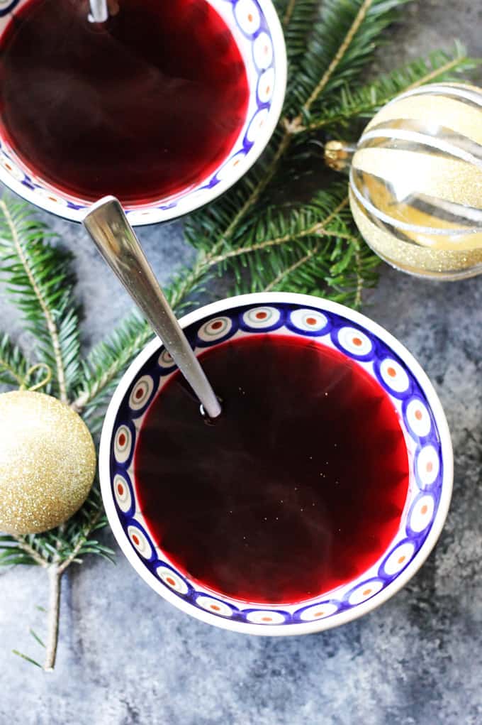 Polish traditional Borscht (barszcz czerwony) in bowls