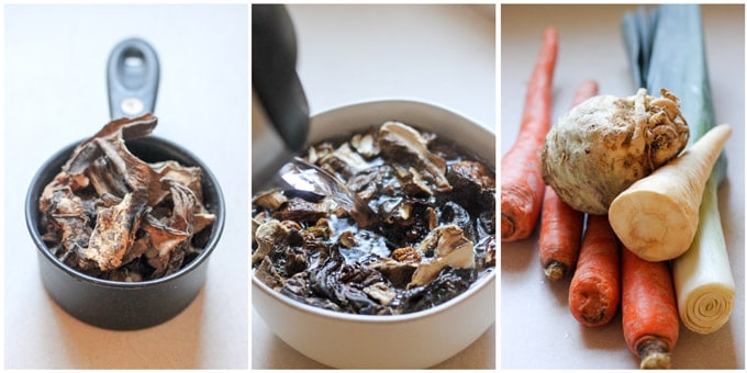 Process shots of how to make borscht