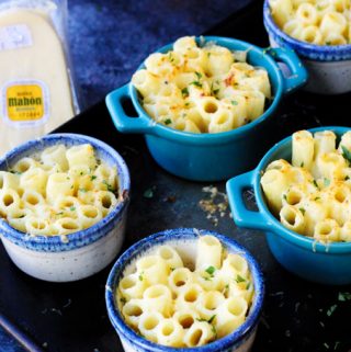 Baked pasta Alfredo style in ramekins