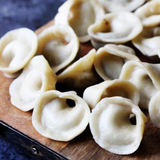 Mushroom Pierogi Uszka on a board