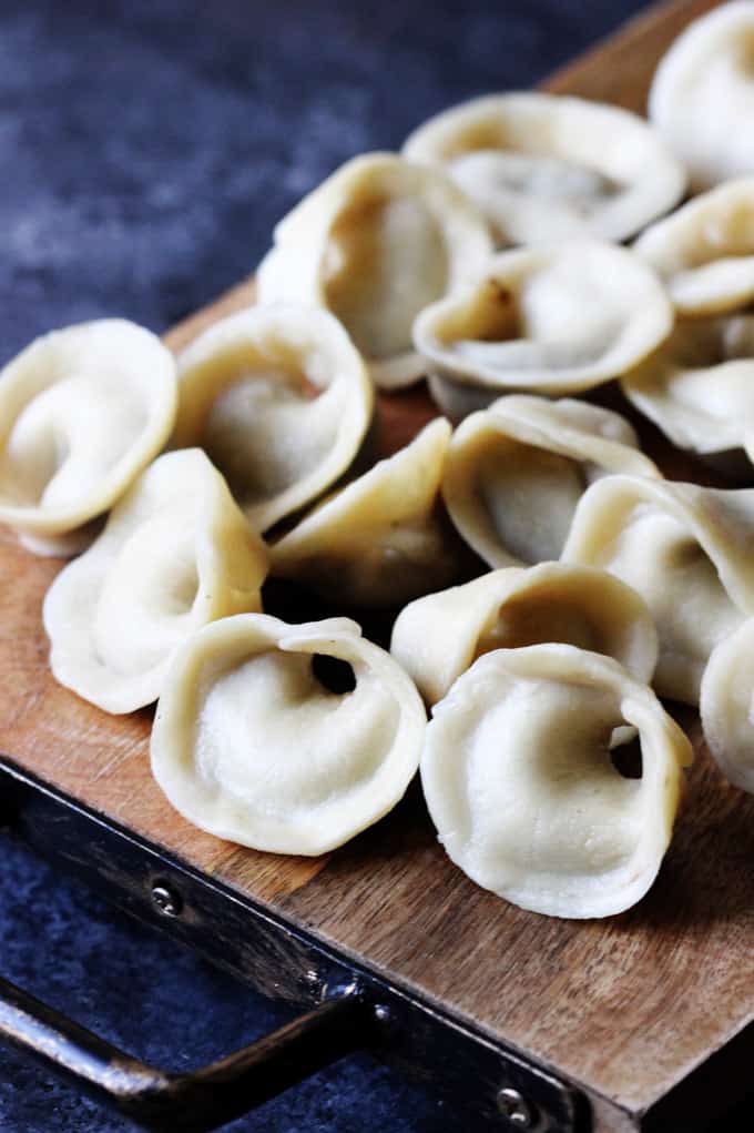Mushroom Pierogi Uszka on a board