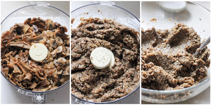 Process shots of making mushroom filling for Polish uszka