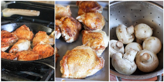 Process shots of making French hunters chicken