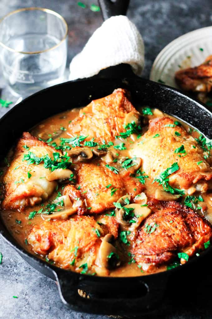 French Hungers Chicken in a cast iron skillet