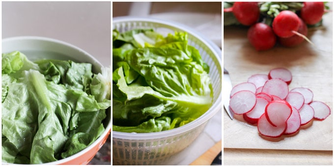 Process shots of preparing french salad