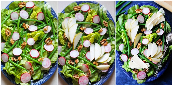 Process shots of preparing French salad