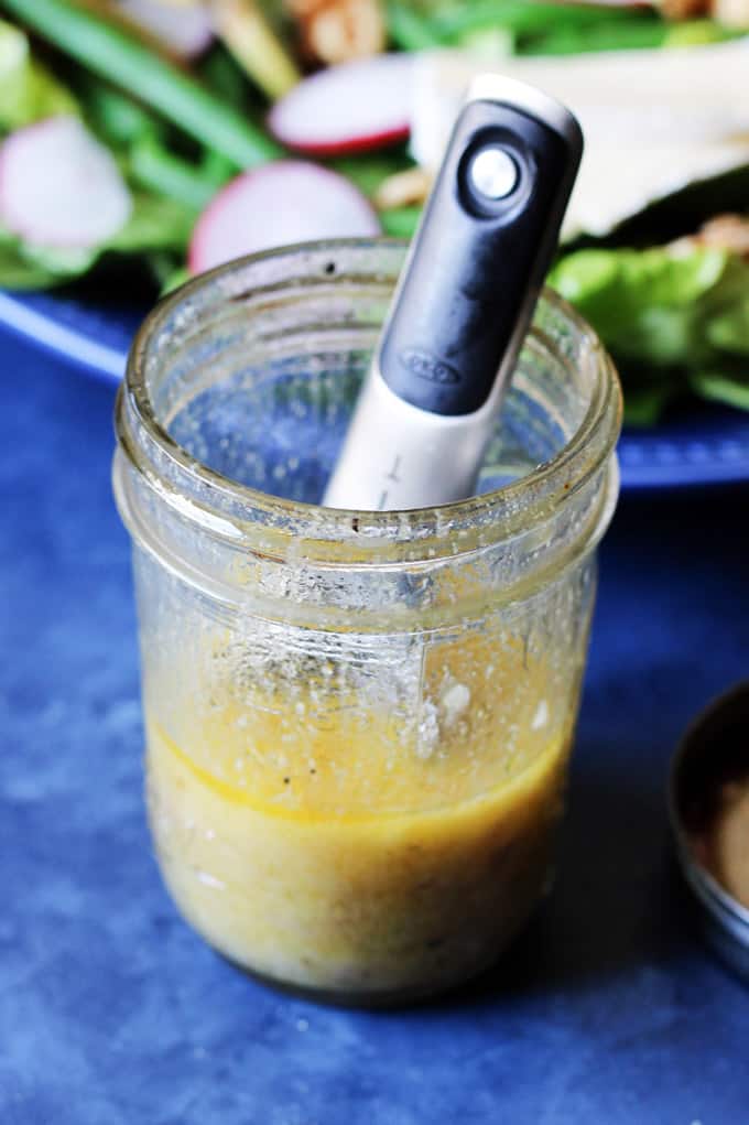 French Salad Dressing in Mason jar with spoon
