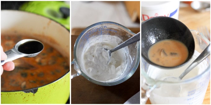 Process photos making mushroom soup