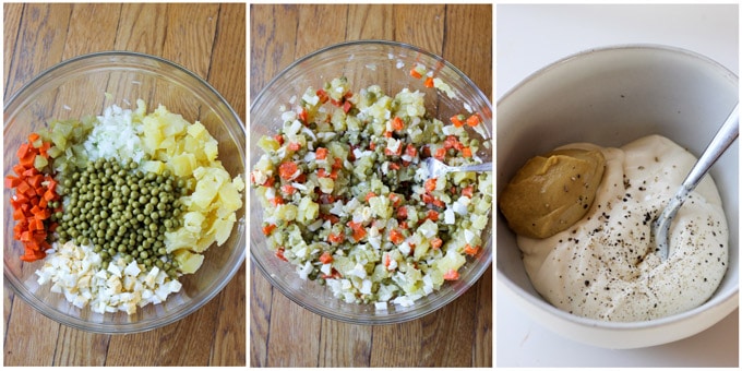 Process shots of Ensalada Rusa